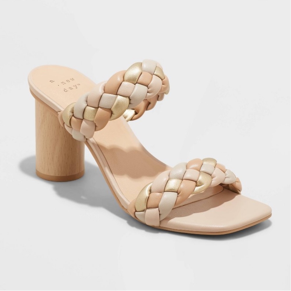 Braided nude/gold heels